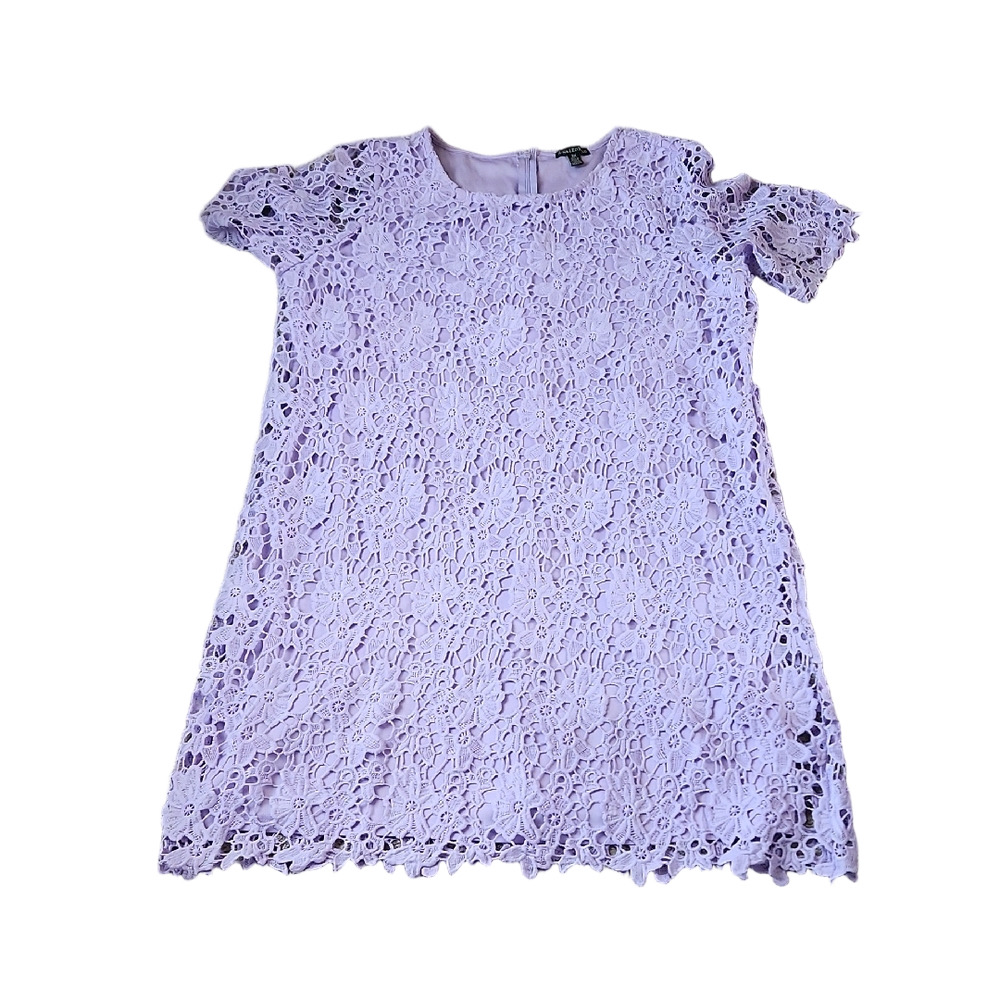 Nina Leonard Lavender Lace Shift Dress Short Sleeve SIZE 2X